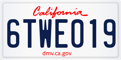 CA license plate 6TWE019