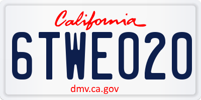 CA license plate 6TWE020