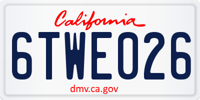 CA license plate 6TWE026
