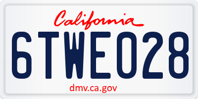 CA license plate 6TWE028