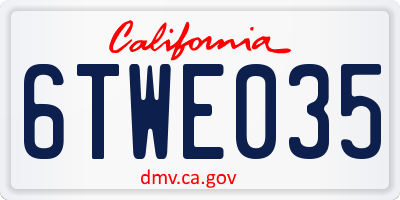 CA license plate 6TWE035