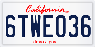 CA license plate 6TWE036