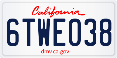 CA license plate 6TWE038