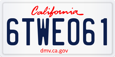 CA license plate 6TWE061
