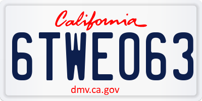 CA license plate 6TWE063