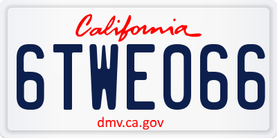 CA license plate 6TWE066