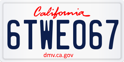 CA license plate 6TWE067