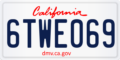 CA license plate 6TWE069