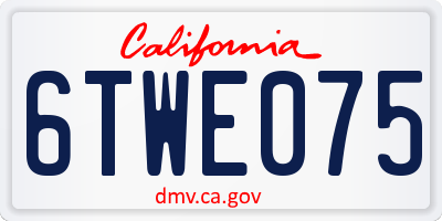 CA license plate 6TWE075