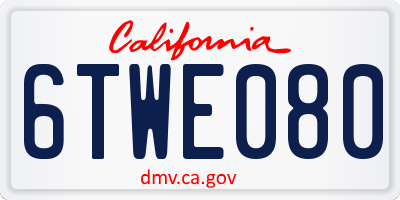 CA license plate 6TWE080