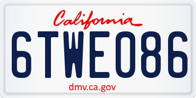 CA license plate 6TWE086