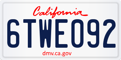 CA license plate 6TWE092