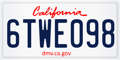 CA license plate 6TWE098