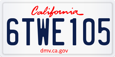 CA license plate 6TWE105