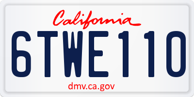 CA license plate 6TWE110