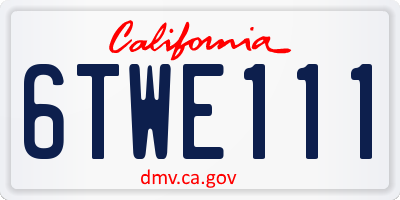 CA license plate 6TWE111