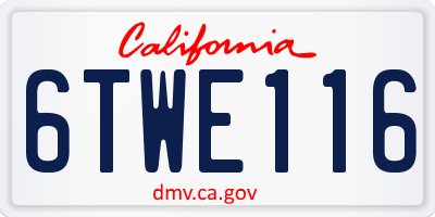CA license plate 6TWE116