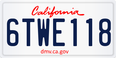 CA license plate 6TWE118
