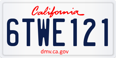 CA license plate 6TWE121