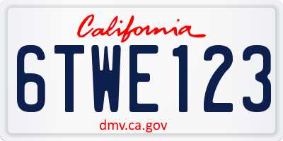 CA license plate 6TWE123