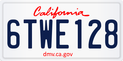 CA license plate 6TWE128