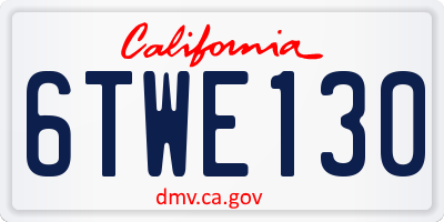 CA license plate 6TWE130