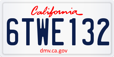 CA license plate 6TWE132