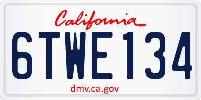 CA license plate 6TWE134