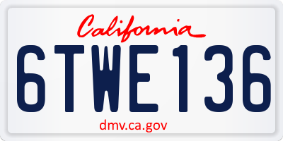 CA license plate 6TWE136