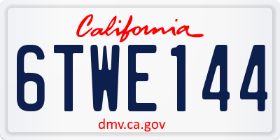 CA license plate 6TWE144