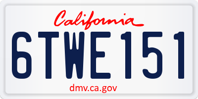 CA license plate 6TWE151