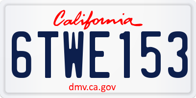 CA license plate 6TWE153