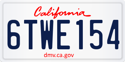 CA license plate 6TWE154