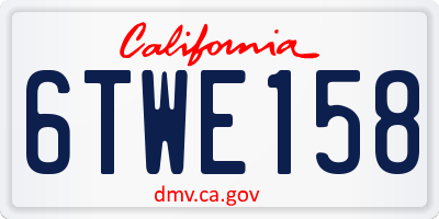 CA license plate 6TWE158
