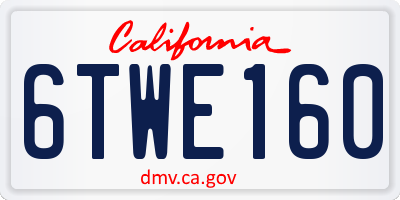 CA license plate 6TWE160