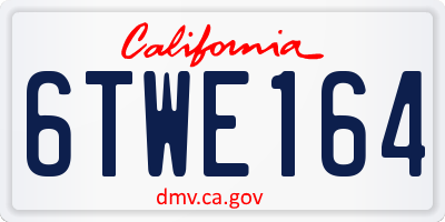 CA license plate 6TWE164