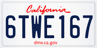 CA license plate 6TWE167