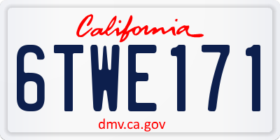 CA license plate 6TWE171