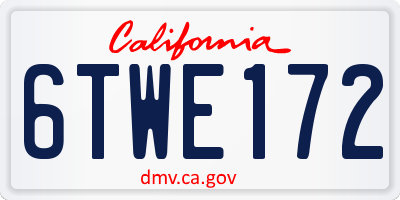 CA license plate 6TWE172