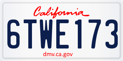 CA license plate 6TWE173