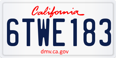 CA license plate 6TWE183