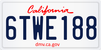 CA license plate 6TWE188