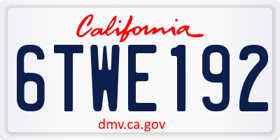 CA license plate 6TWE192