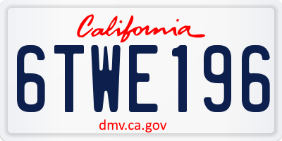 CA license plate 6TWE196