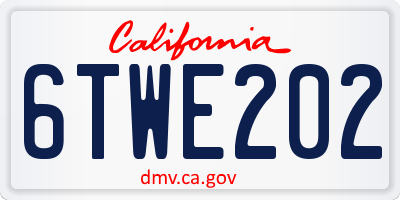 CA license plate 6TWE202