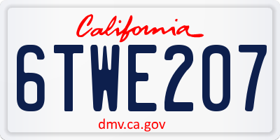 CA license plate 6TWE207