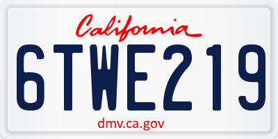 CA license plate 6TWE219