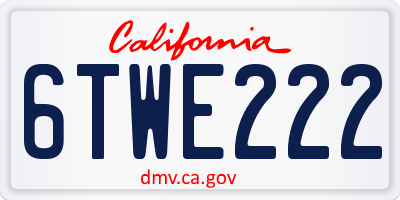 CA license plate 6TWE222