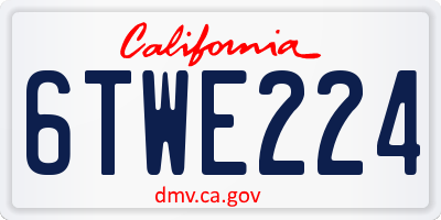CA license plate 6TWE224