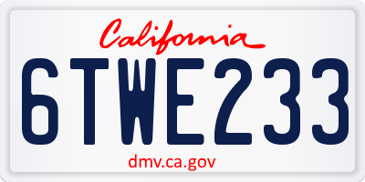 CA license plate 6TWE233